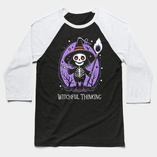 Halloween Witch Tee, Witchful Thinking T-Shirt, Spooky Sorceress Top, Enchanted Apparel, Magical Gift for Her Baseball T-Shirt